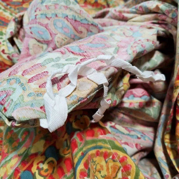 Pottery Barn Duvet Cover King Multi-Color Paisley Cotton Bedding Red Blue Orange